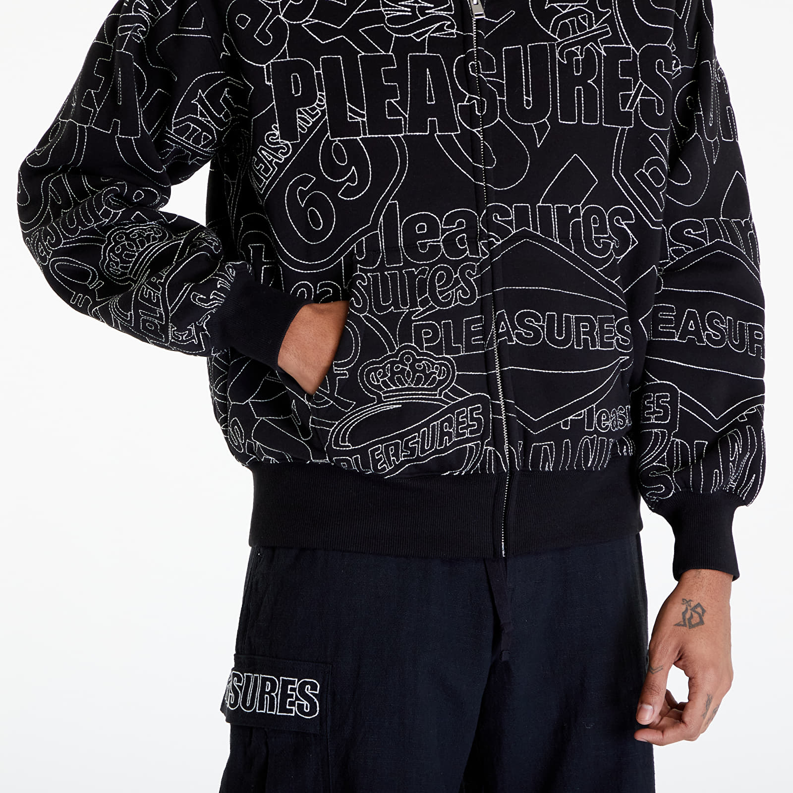 Puloverji   PLEASURES Signal Zip Up Hoodie Black