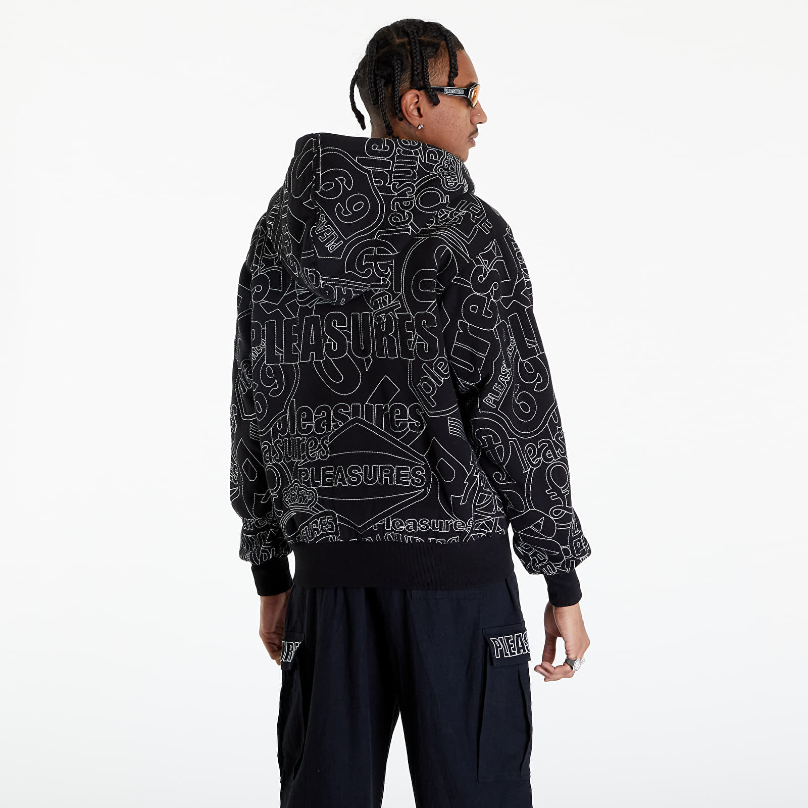 Puloverji   PLEASURES Signal Zip Up Hoodie Black