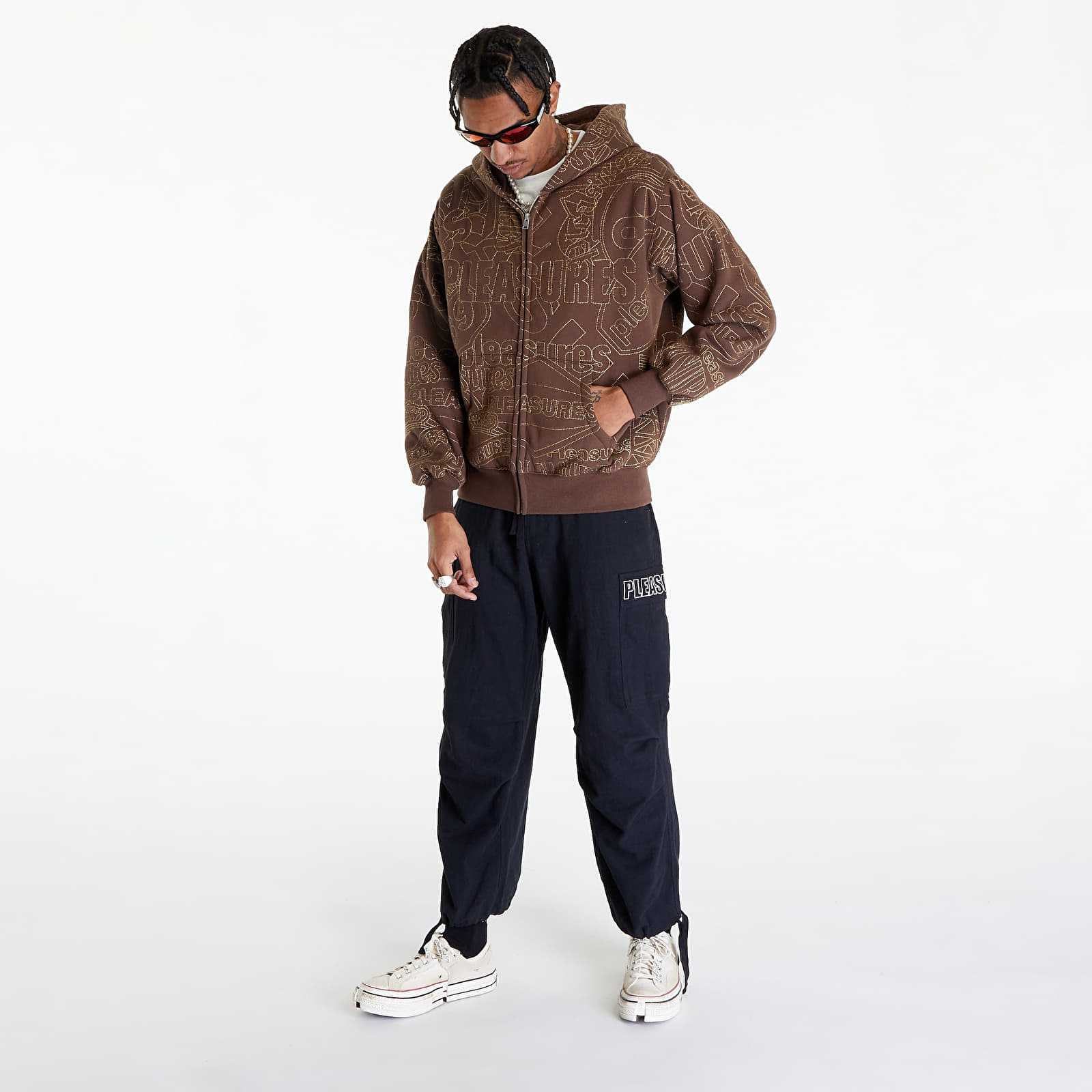 Hoodies and sweatshirts  PLEASURES Signal Zip Up Hoodie Brown