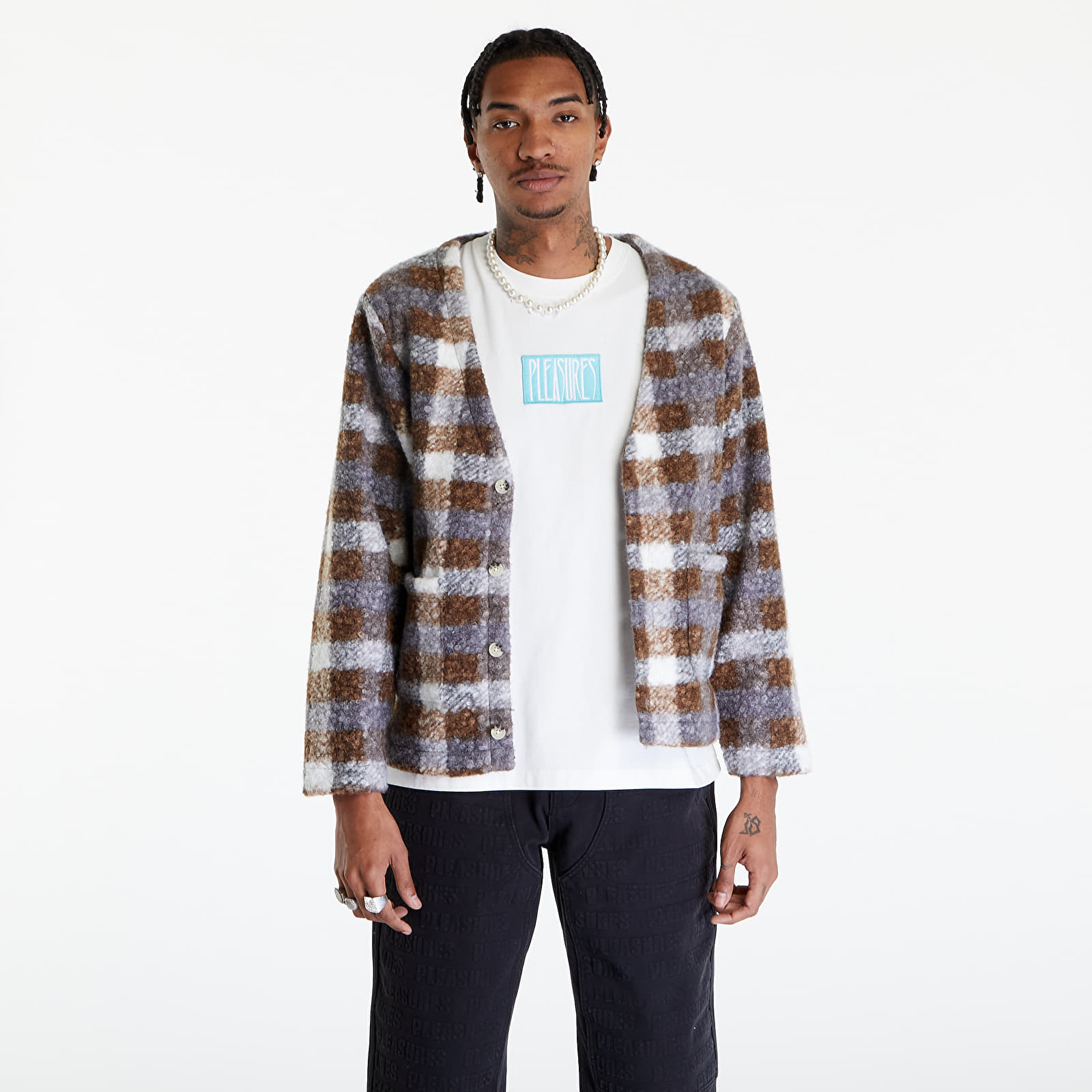 Pulóverek PLEASURES Graham Cardigan Grey