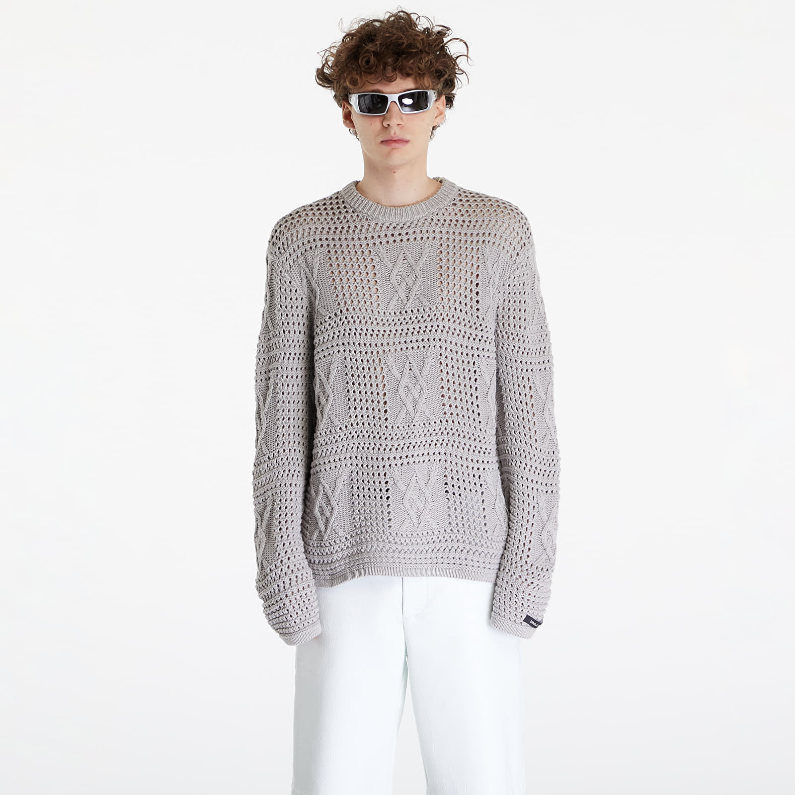 Пуловери Daily Paper Zuberi Crochet Long Sleeve Sweater Moonstruck Grey