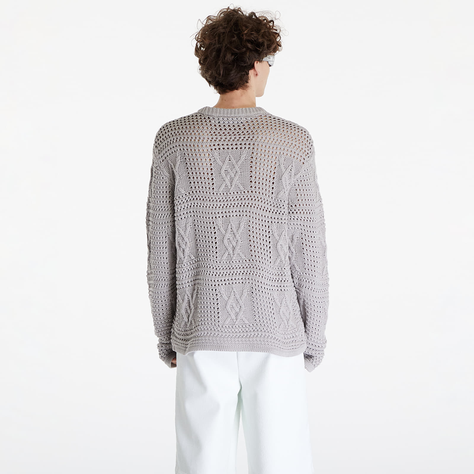Pullover Daily Paper Zuberi Crochet Long Sleeve Sweater Moonstruck Grey