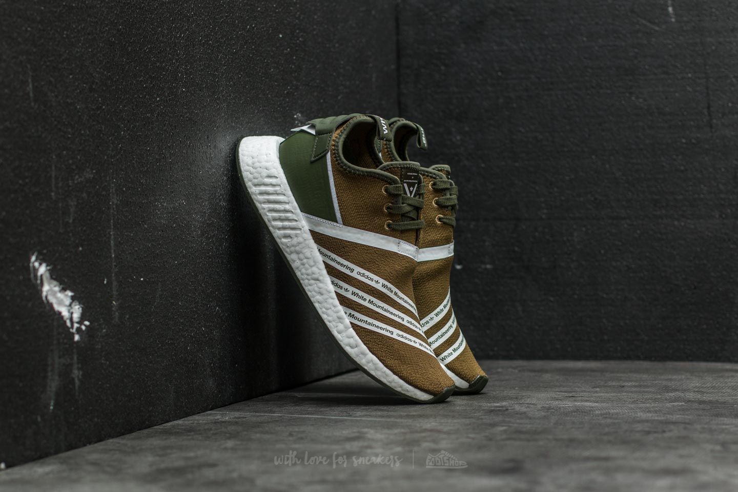 Men s shoes adidas x White Mountaineering NMD R2 Primeknit Trace Olive Ftw White Footshop