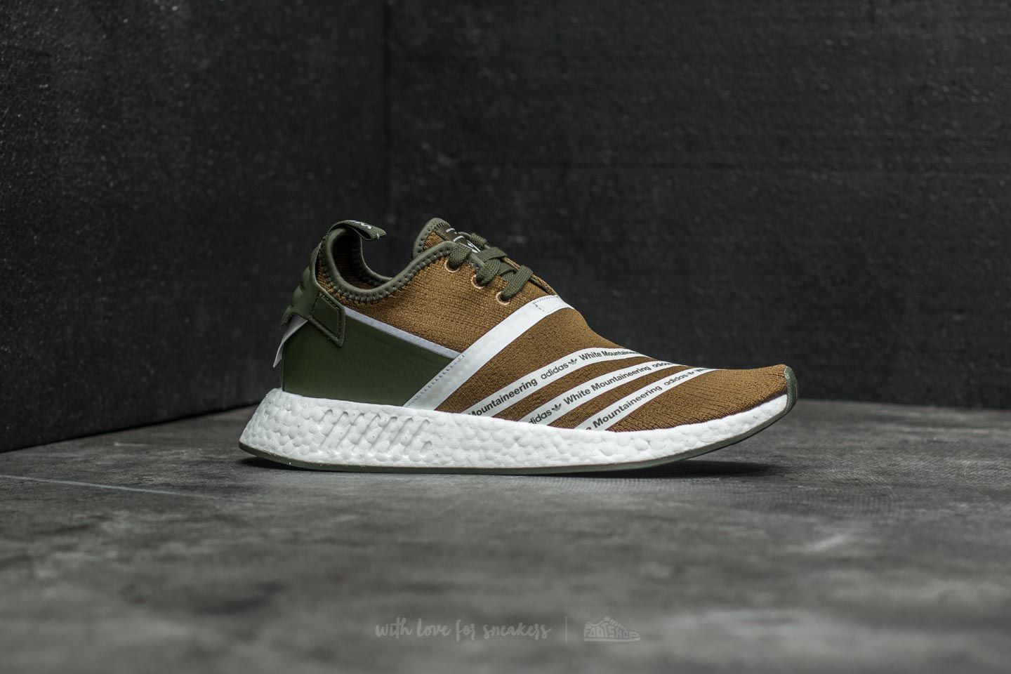 Men s shoes adidas x White Mountaineering NMD R2 Primeknit Trace Olive Ftw White Footshop