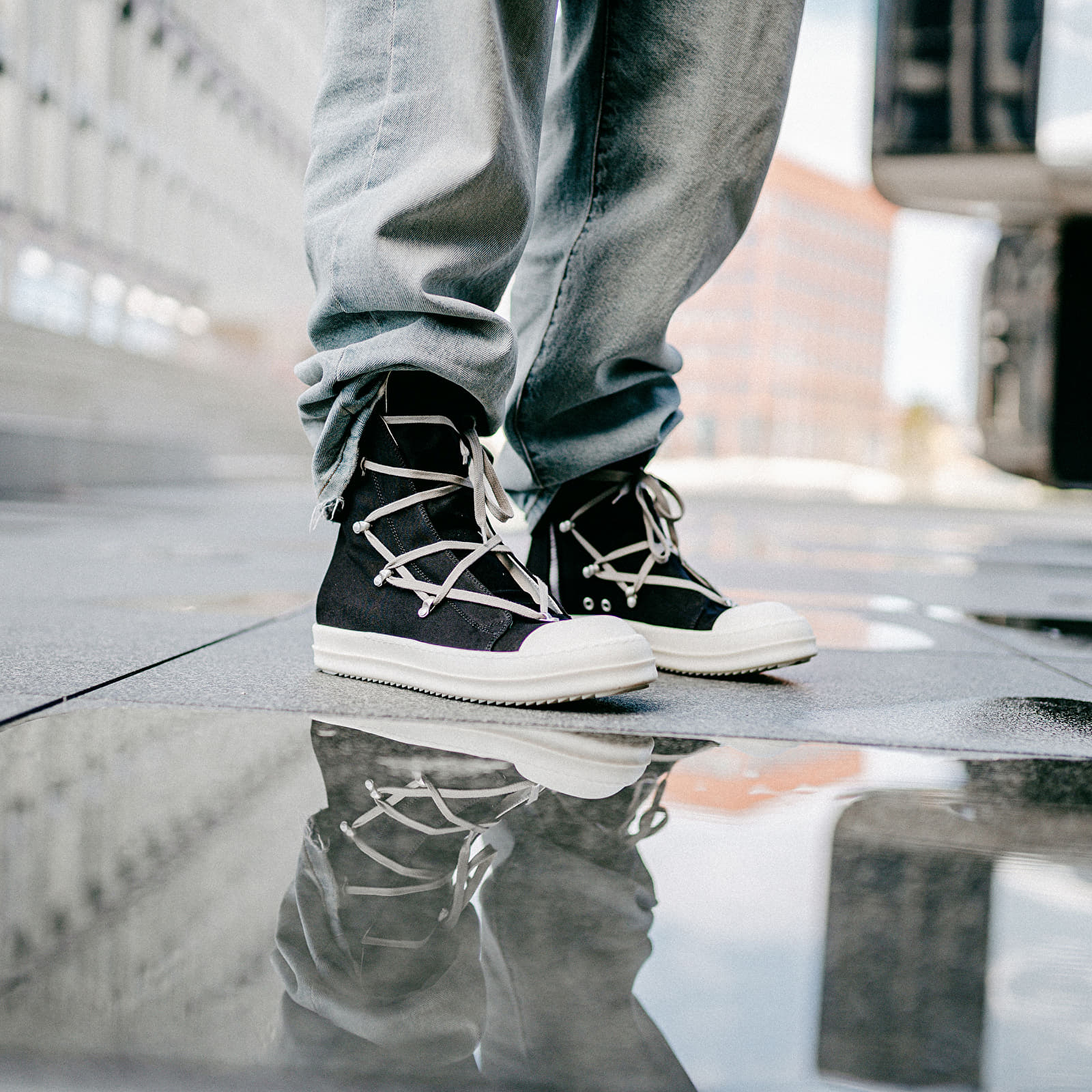 Men s shoes Rick Owens DRKSHDW Hexa Sneaks Black Pearl Milk Milk Footshop
