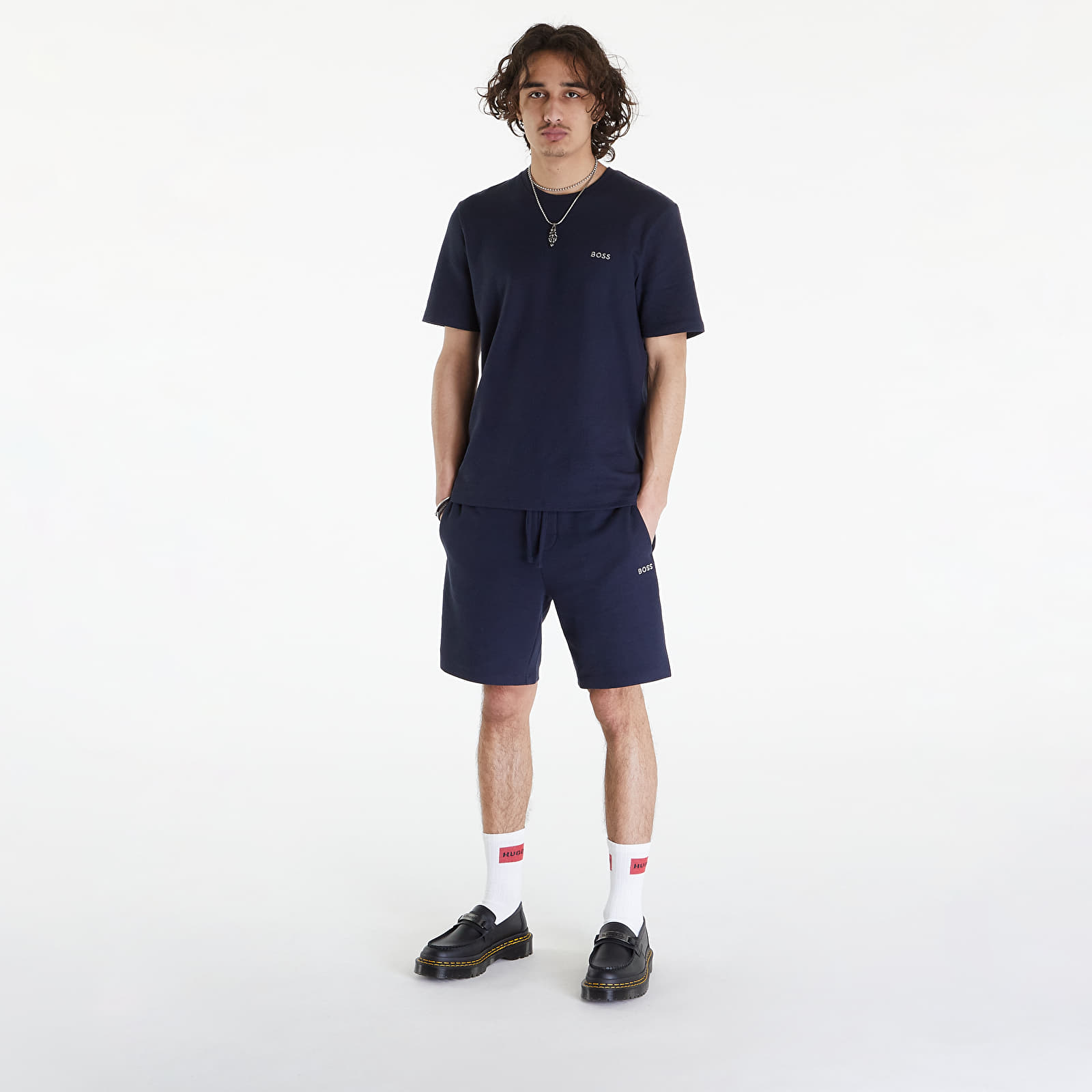 Pólók Hugo Boss Waffle T-Shirt Navy