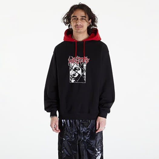 Black hoodie with red best sale