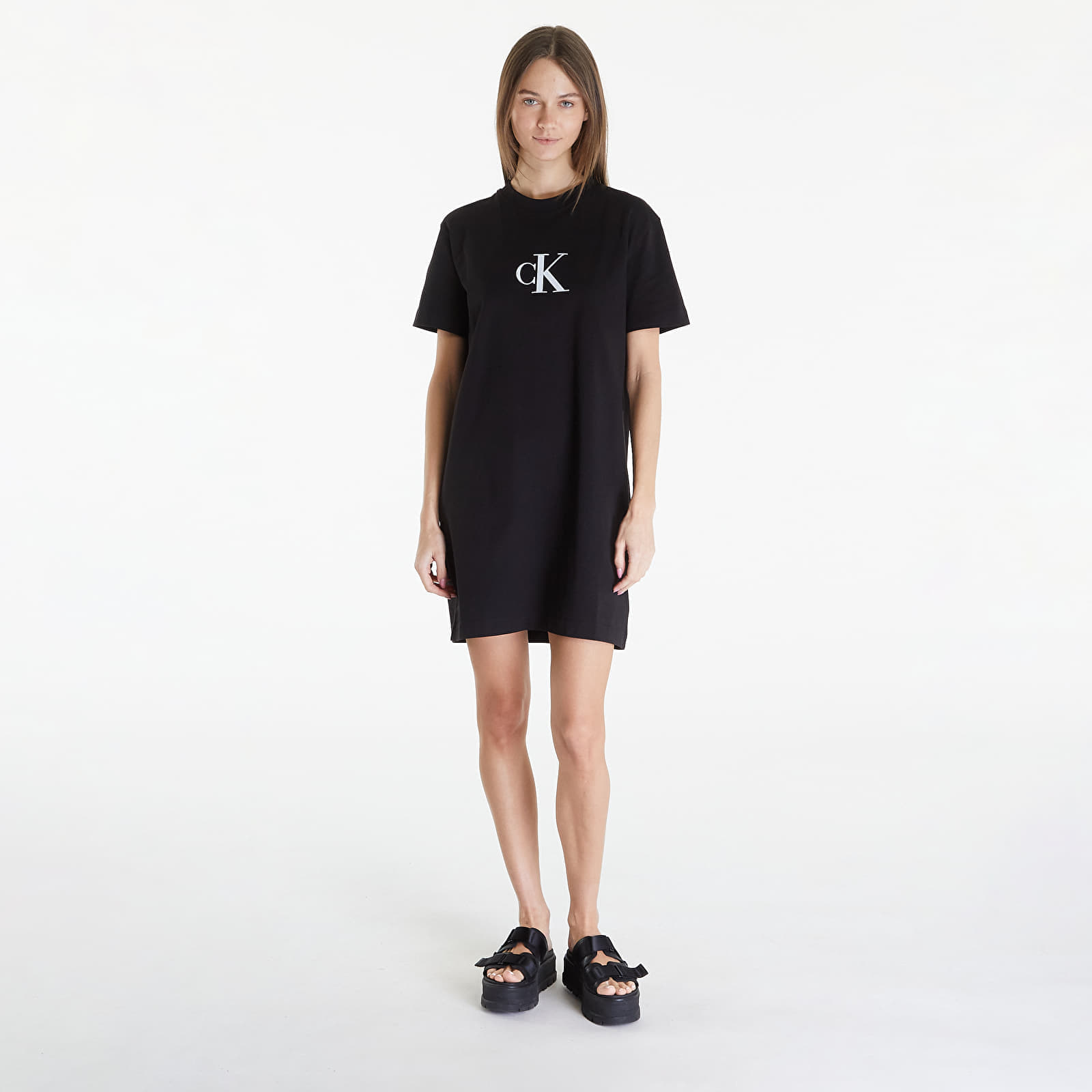 Рокли Calvin Klein Jeans Satin Ck T-Shirt Dress Black