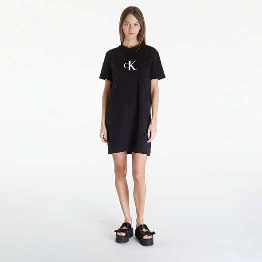 Dress Calvin Klein Jeans Satin Ck T Shirt Dress Black Footshop