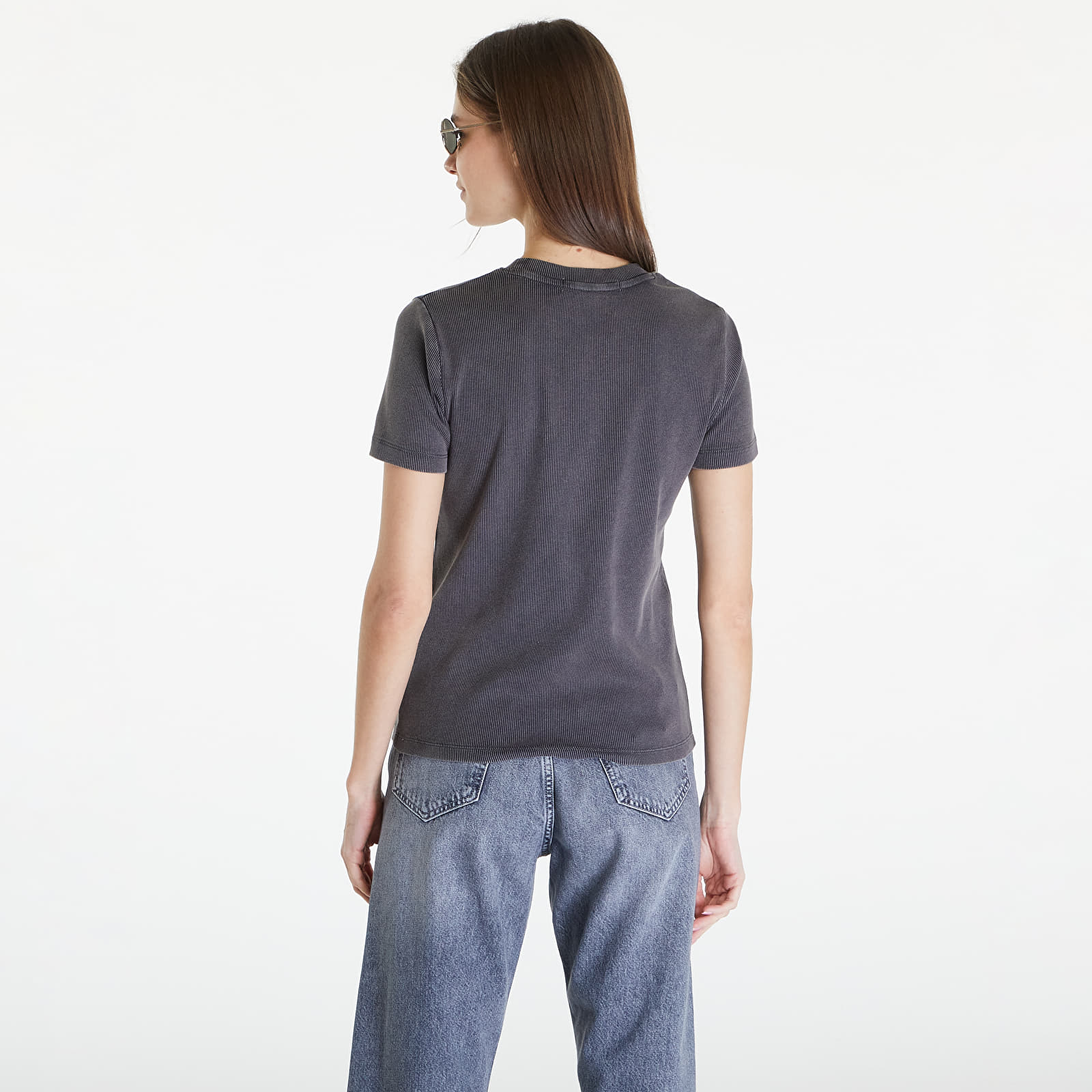 Tričká Calvin Klein Jeans Label Washed Rib Slim Short Sleeve Tee Gray