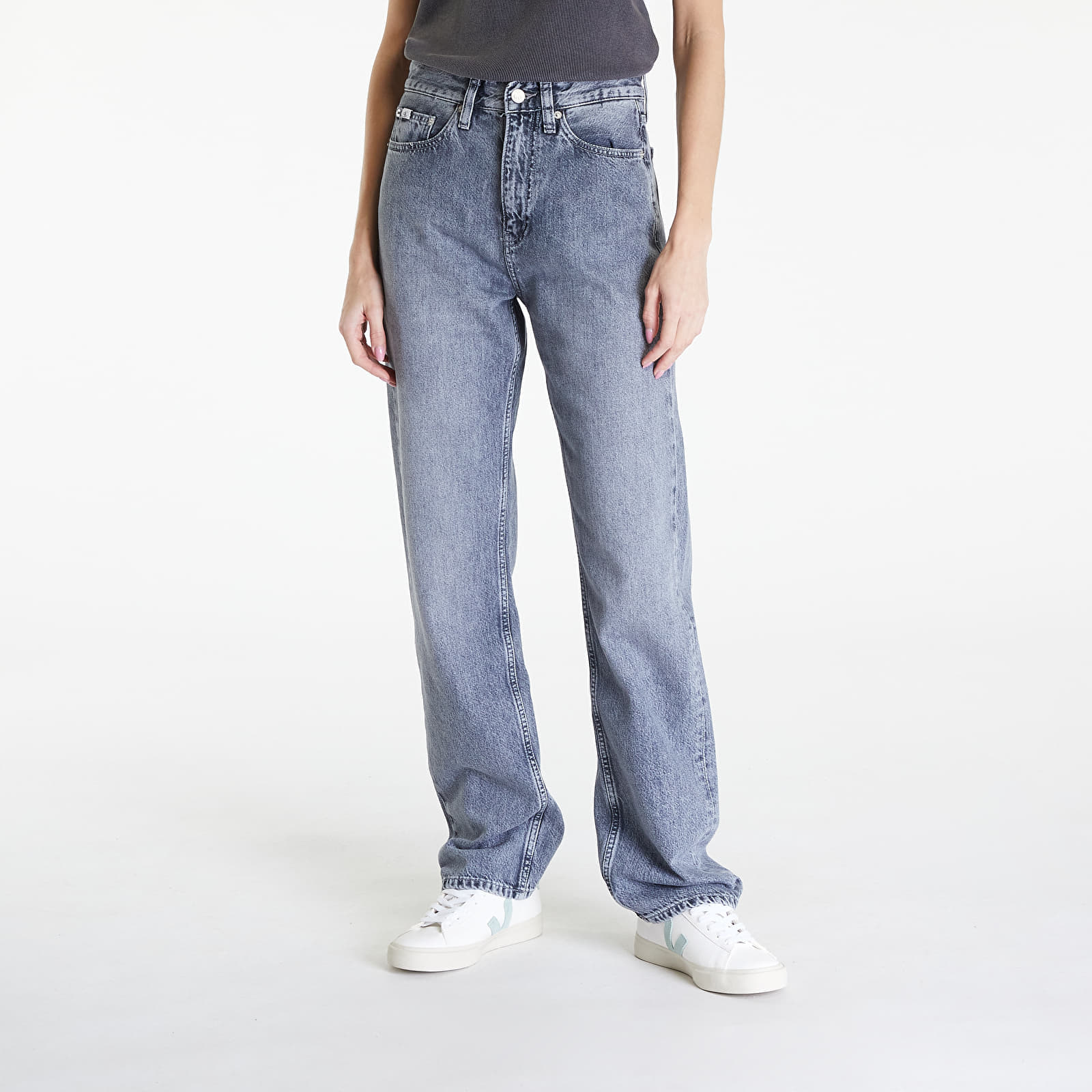 Дънки Calvin Klein Jeans High Rise Straight Jeans Denim Grey