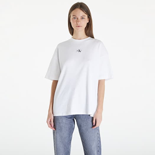 T shirts Calvin Klein Jeans Woven Label Rib Short Sleeve Tee White Footshop