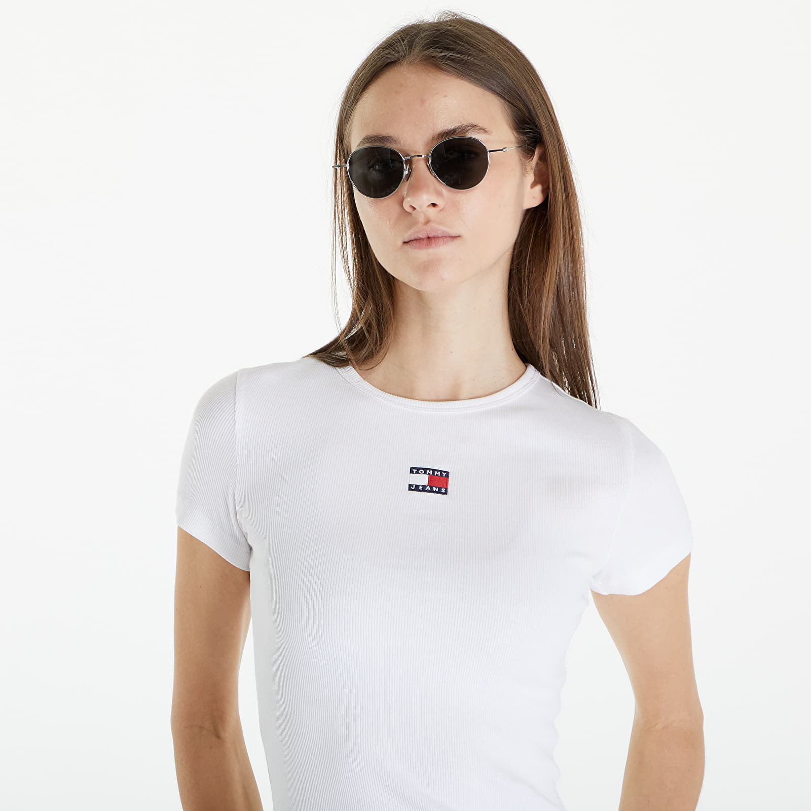   Μπλούζες Tommy Jeans Slim Badge Rib Short Sleeve Tee White