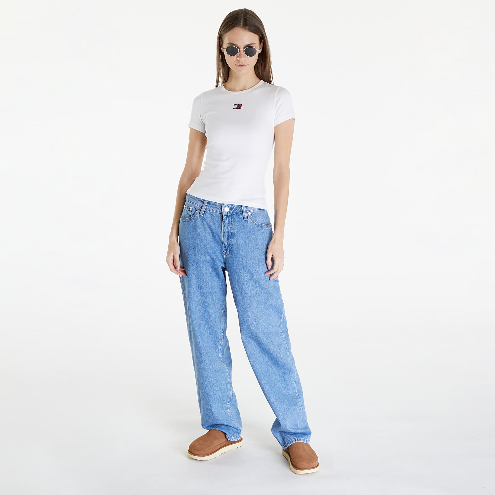   Μπλούζες Tommy Jeans Slim Badge Rib Short Sleeve Tee White