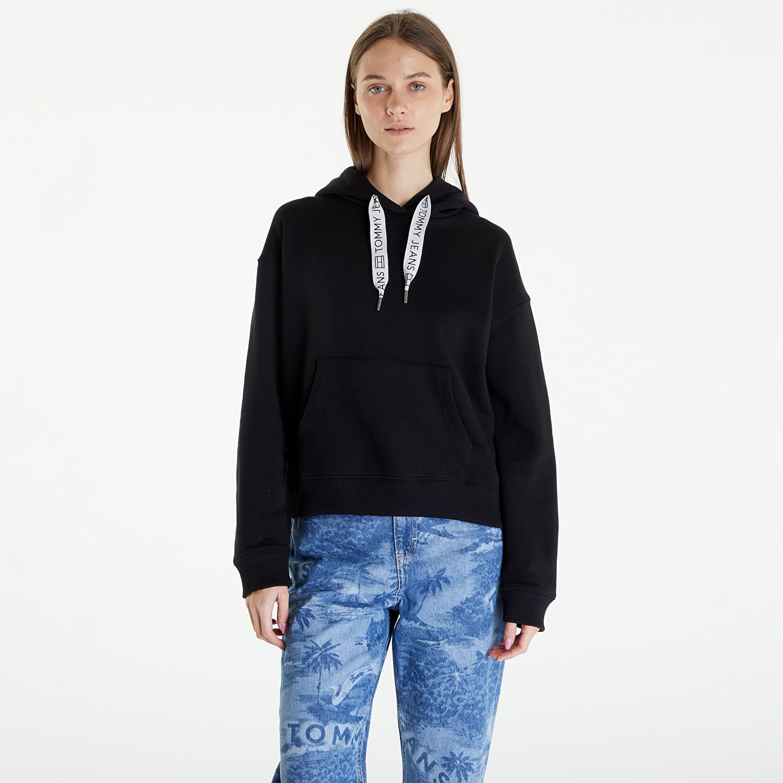 Φούτερ Tommy Jeans Boxy Logo Drawcor Hoodie Black