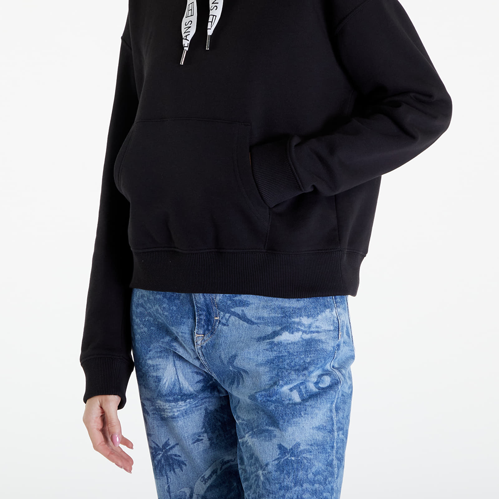 Φούτερ Tommy Jeans Boxy Logo Drawcor Hoodie Black