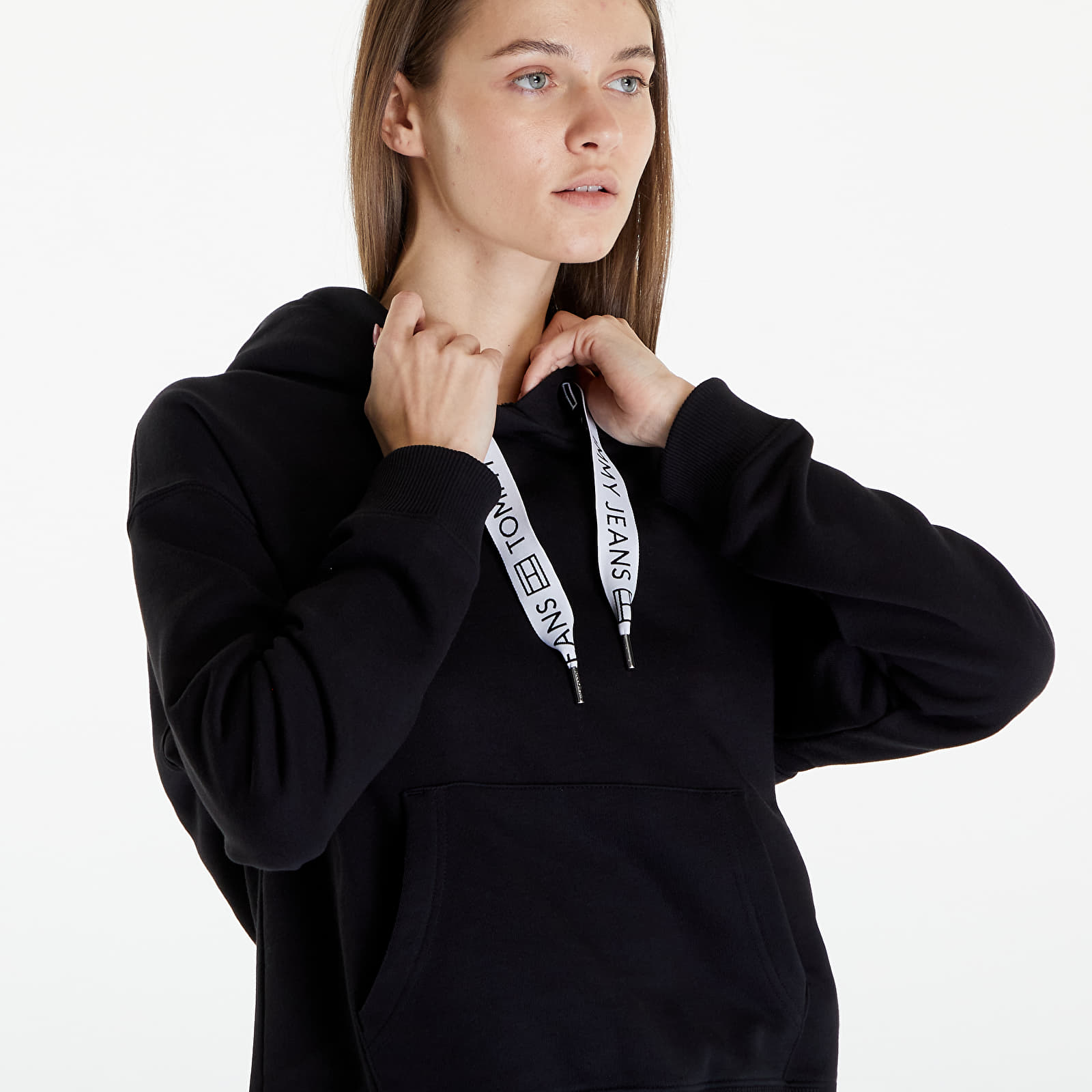Φούτερ Tommy Jeans Boxy Logo Drawcor Hoodie Black
