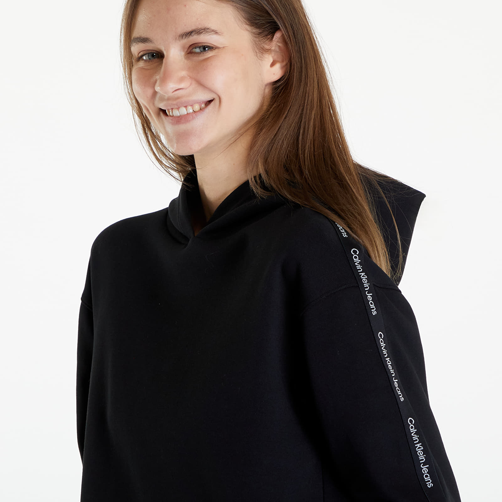 Hoodies and sweatshirts  Calvin Klein Jeans Logo Elastic Hoodie Black