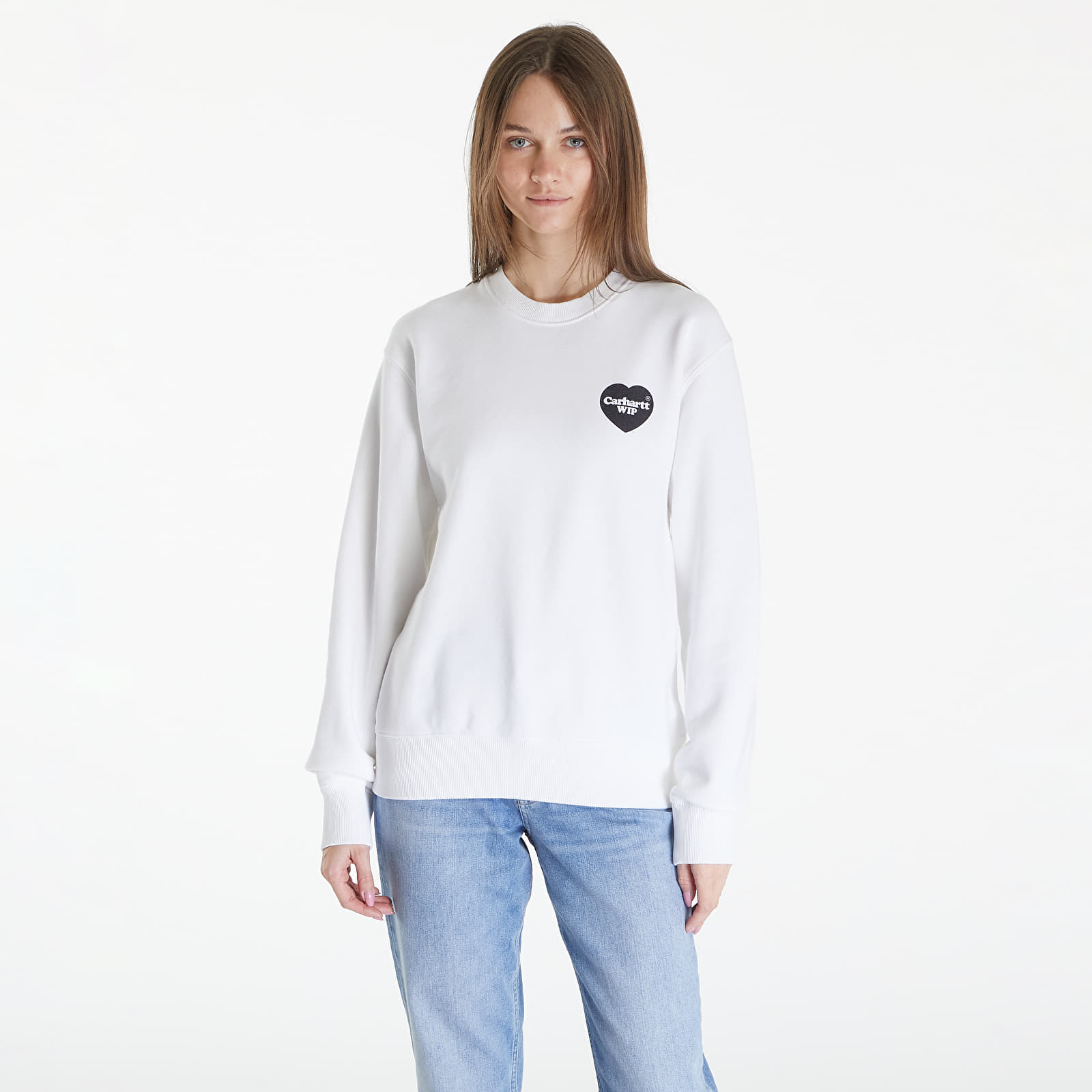 Hupparit ja collegepaidat Carhartt WIP Heart Bandana Sweatshirt UNISEX White/ Black Stone Washed