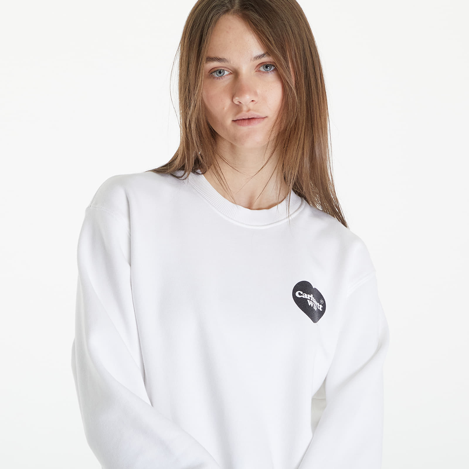 Hupparit ja collegepaidat Carhartt WIP Heart Bandana Sweatshirt UNISEX White/ Black Stone Washed