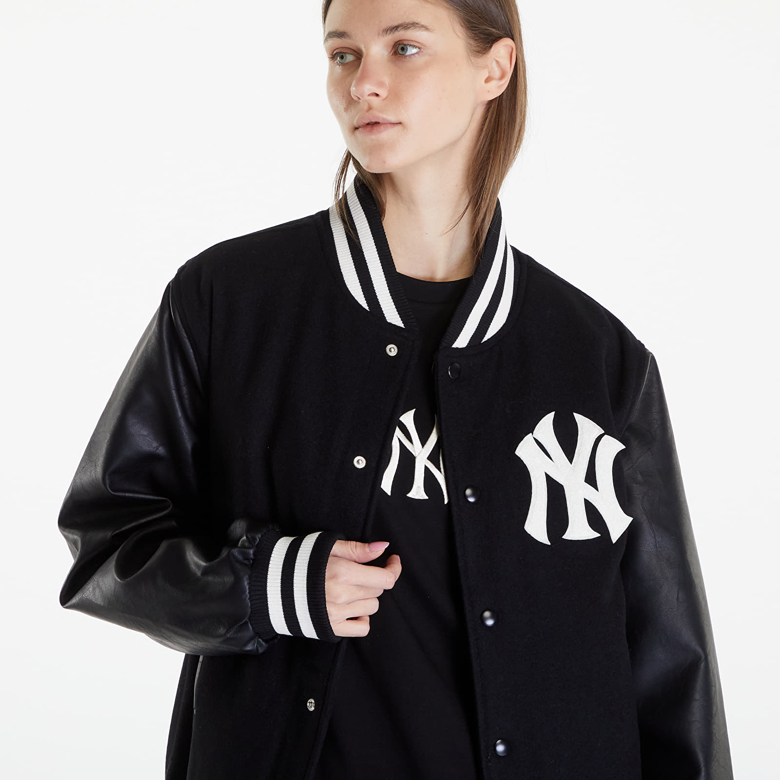 Bombery New Era New York Yankees MLB World Series Varsity Jacket UNISEX Black/ Off White