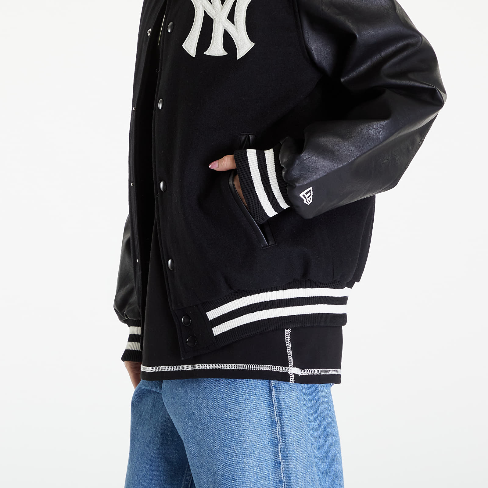 Bombery New Era New York Yankees MLB World Series Varsity Jacket UNISEX Black/ Off White