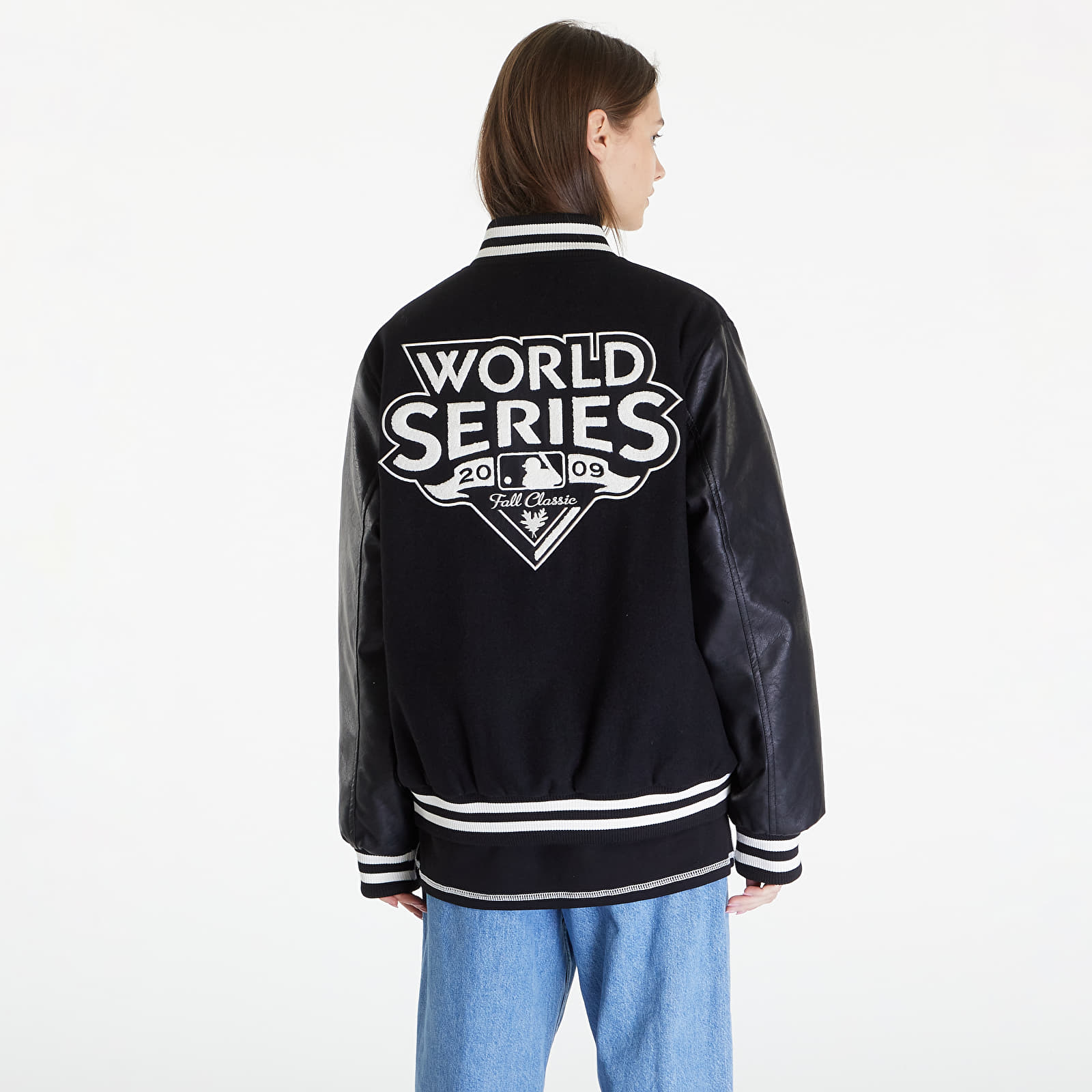 Bombery New Era New York Yankees MLB World Series Varsity Jacket UNISEX Black/ Off White