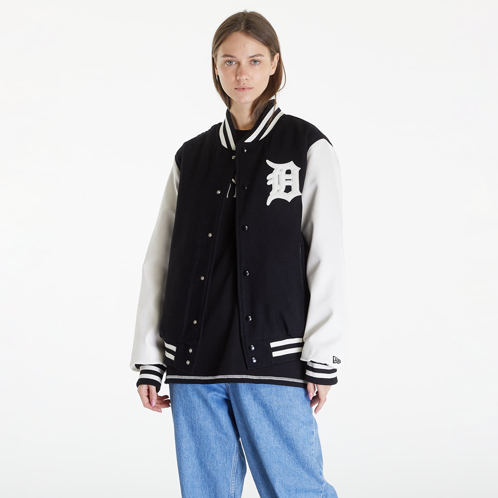 Bomber-takit New Era Detroit Tigers MLB World Series Black Varsity Jacket UNISEX Black/ Off White