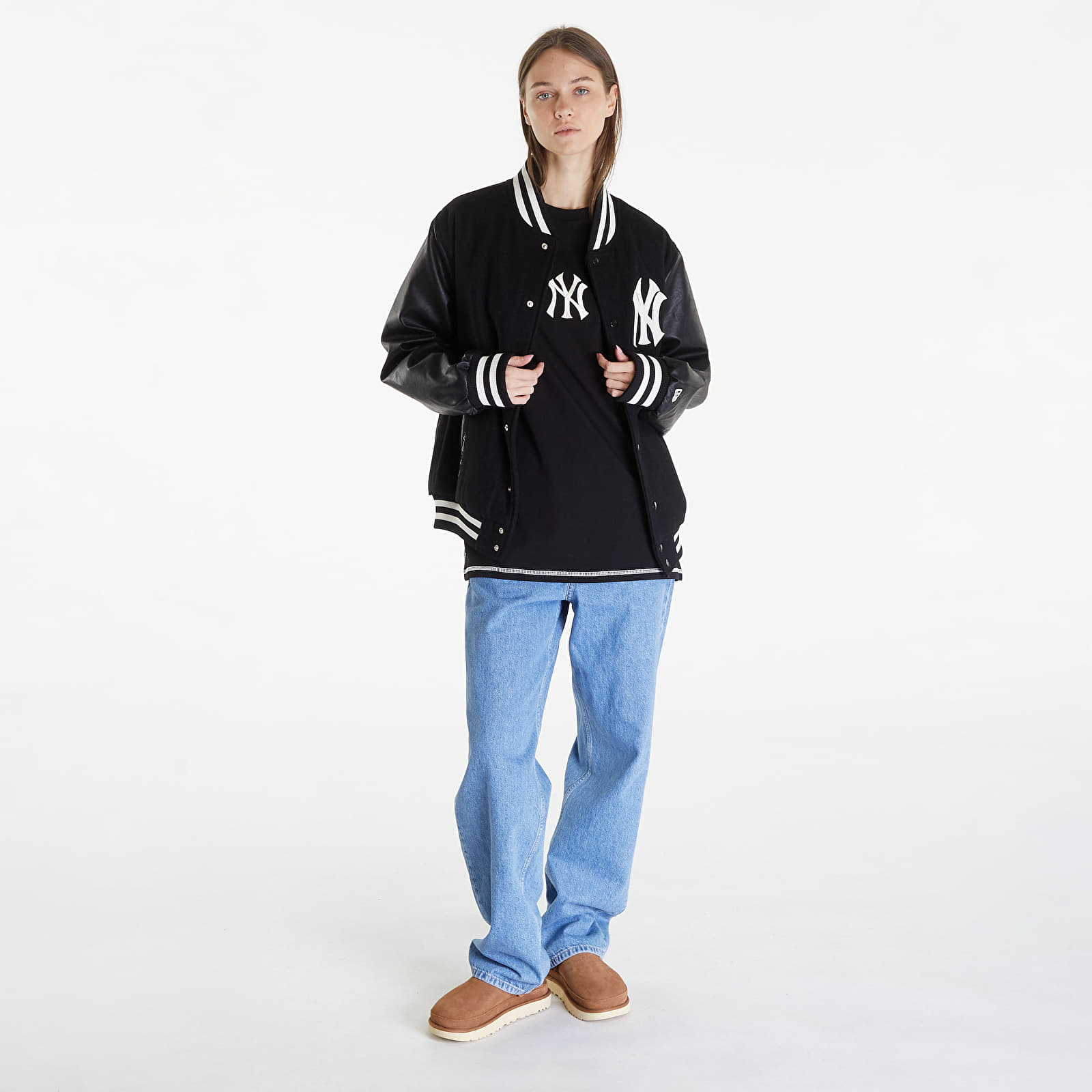 Bombery New Era New York Yankees MLB World Series Varsity Jacket UNISEX Black/ Off White