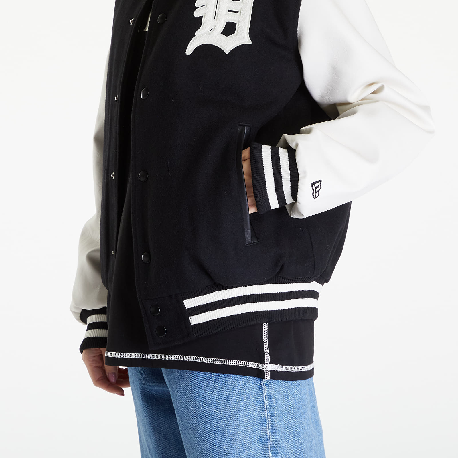 Bomber-takit New Era Detroit Tigers MLB World Series Black Varsity Jacket UNISEX Black/ Off White