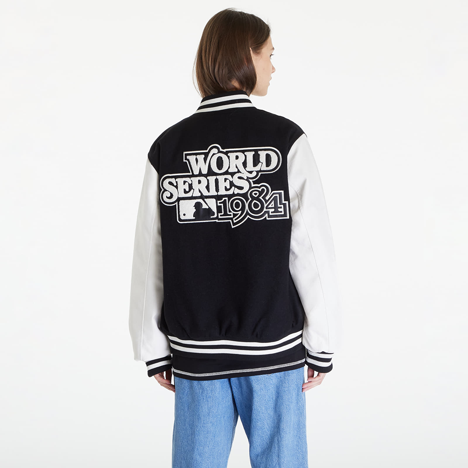 Bomber-takit New Era Detroit Tigers MLB World Series Black Varsity Jacket UNISEX Black/ Off White