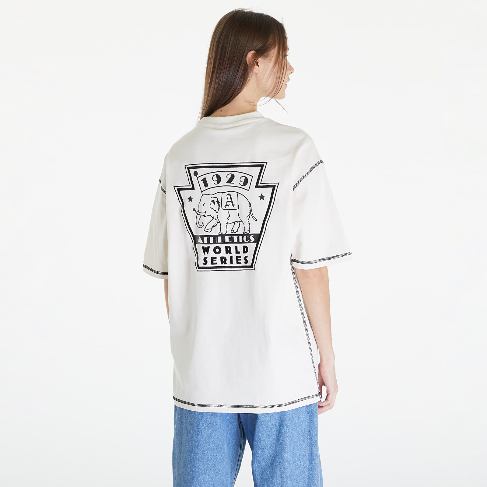 Camisetas New Era Oakland Athletics MLB World Series Oversized T-Shirt UNISEX Off White/ Dark Green