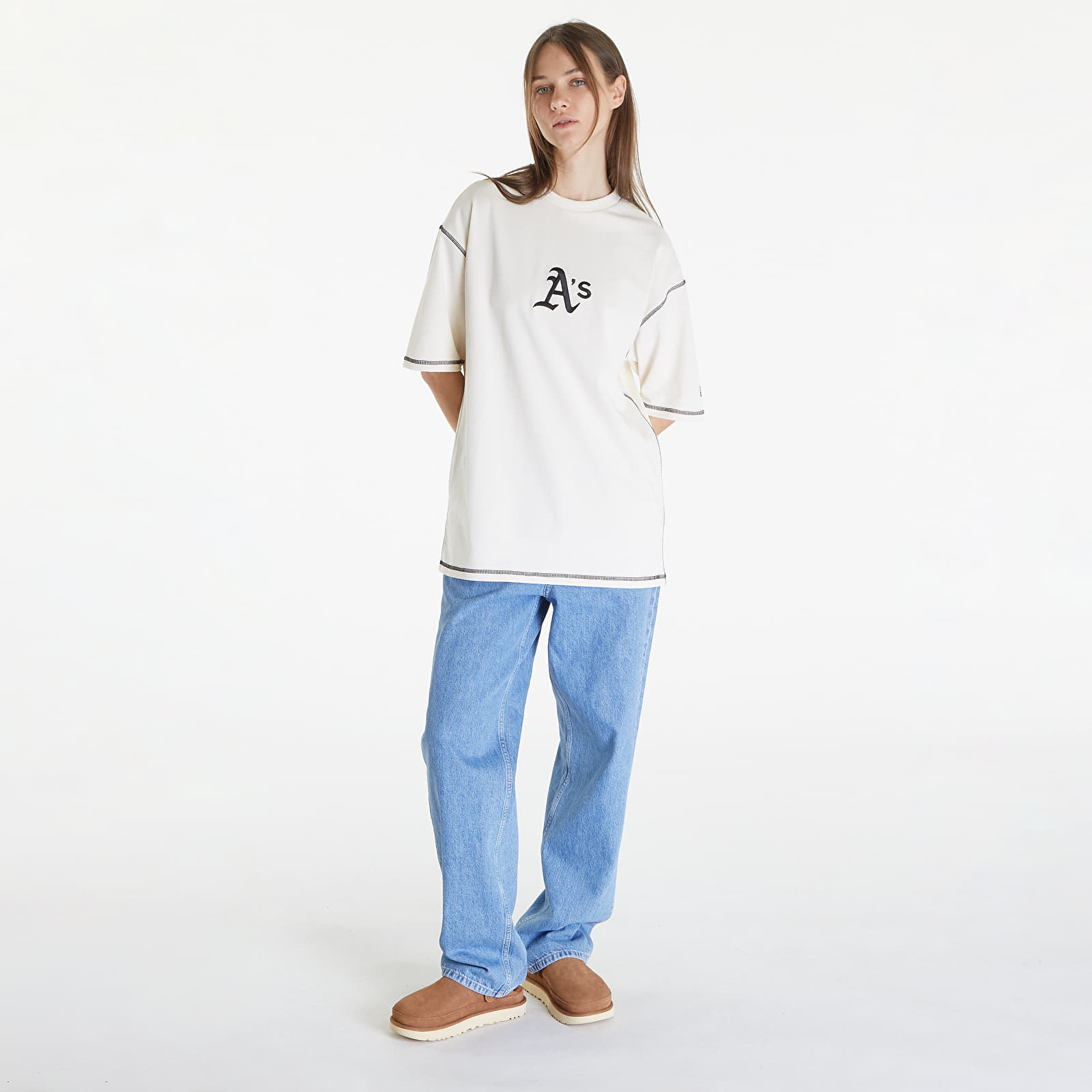 Camisetas New Era Oakland Athletics MLB World Series Oversized T-Shirt UNISEX Off White/ Dark Green