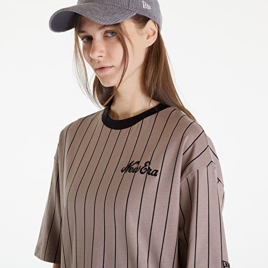 New Era Pinstripe Oversized T Shirt UNISEX Ash Brown Black Footshop
