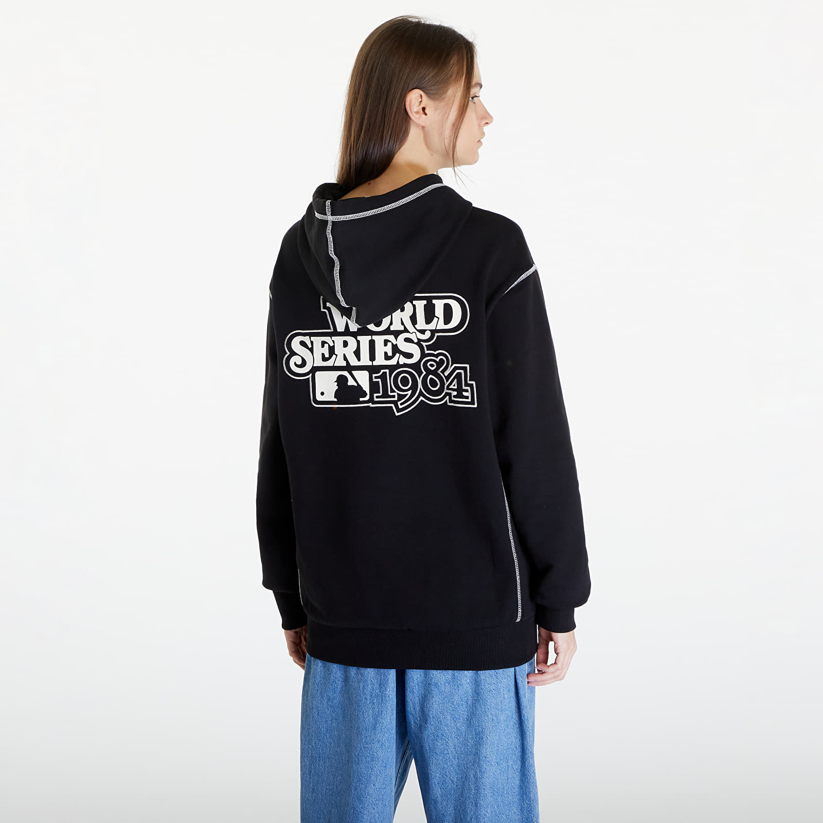 Bluzy New Era Detroit Tigers MLB World Series Oversized Pullover Hoodie UNISEX Black/ Off White
