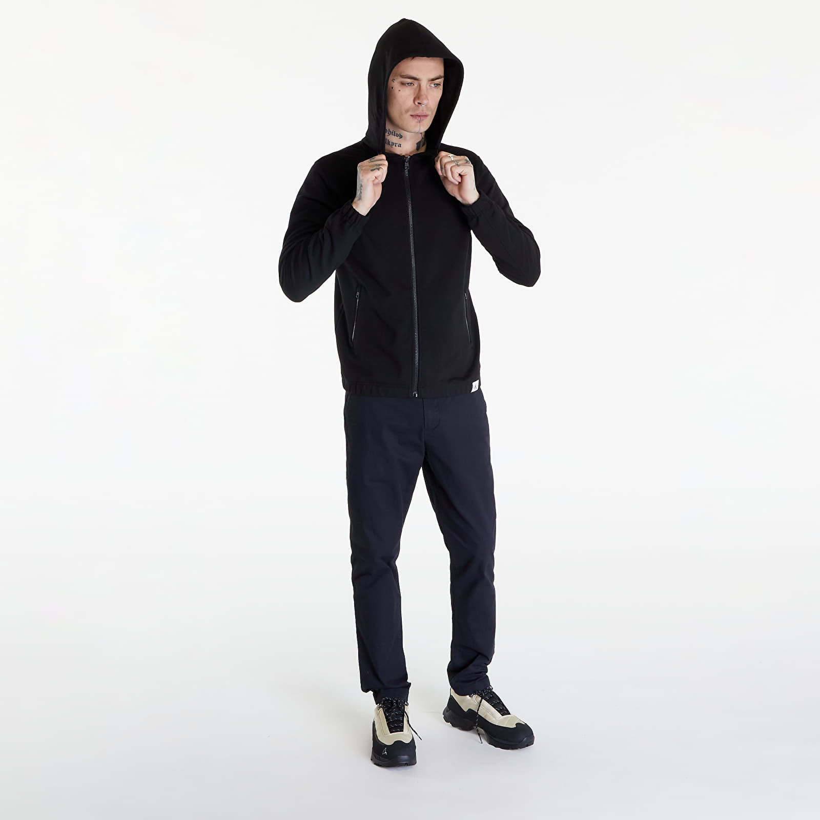 Mikiny Calvin Klein Jeans Woven Tab Zip Through Black