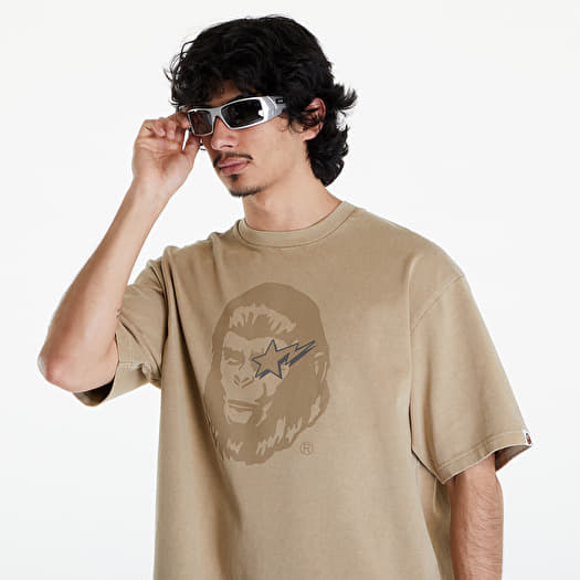 A BATHING APE World Gone Mad Garment Dyed Tee Beige | Footshop