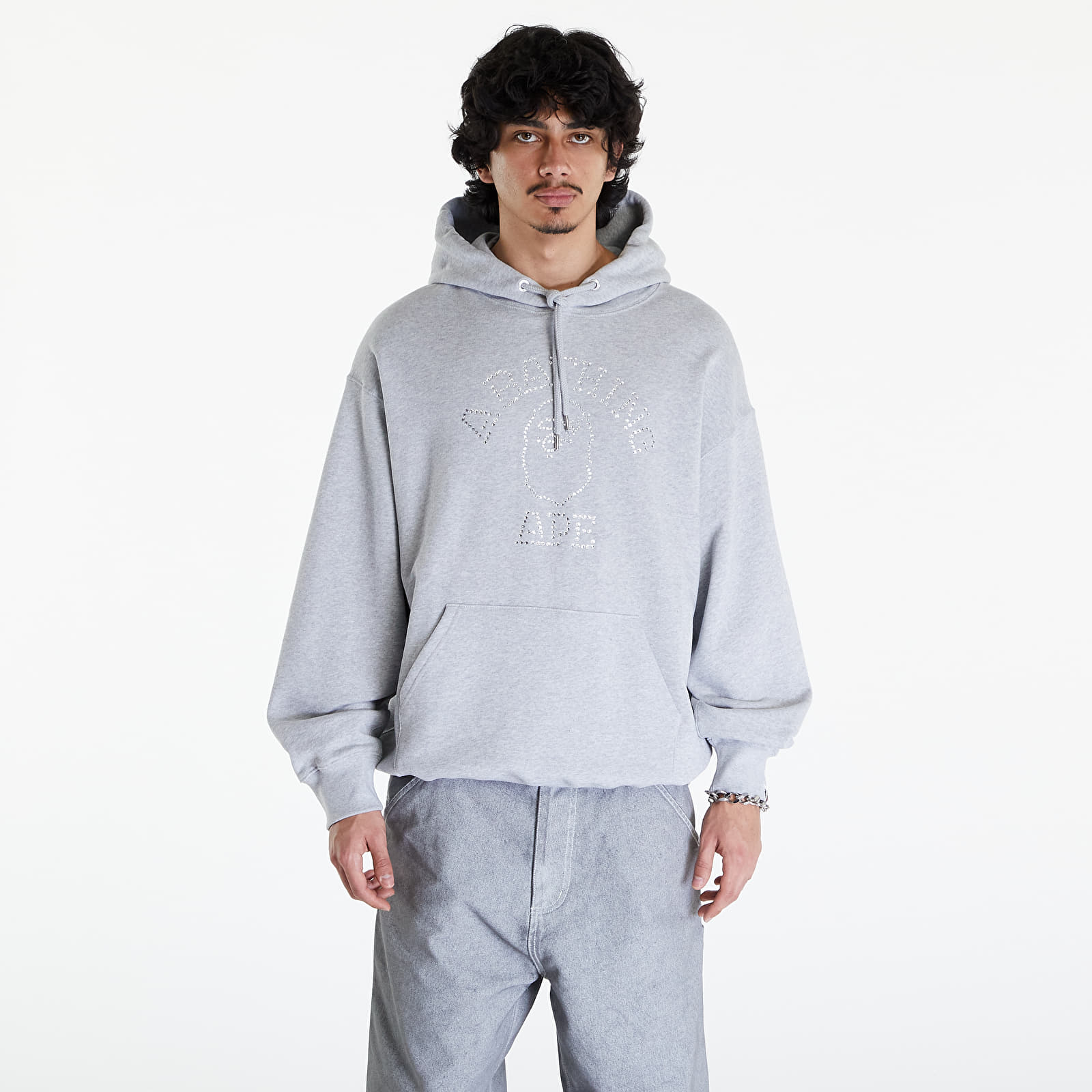 Sweatjacken und Sweatshirts A BATHING APE Rhinestone College Pullover Hoodie Gray