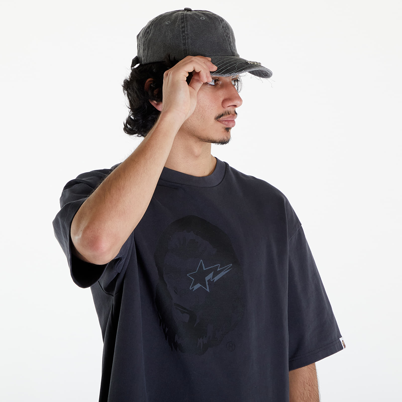 Koszulki A BATHING APE World Gone Mad Garment Dyed Tee Black
