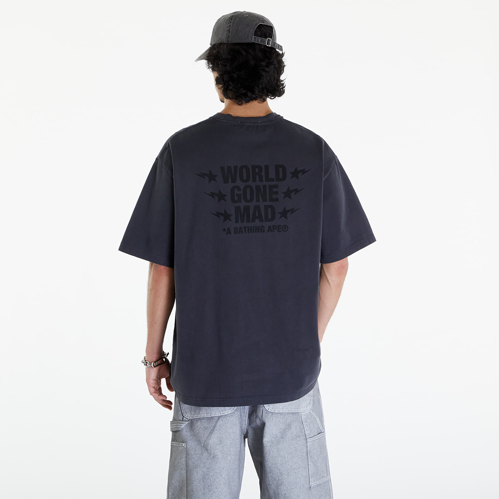 Koszulki A BATHING APE World Gone Mad Garment Dyed Tee Black