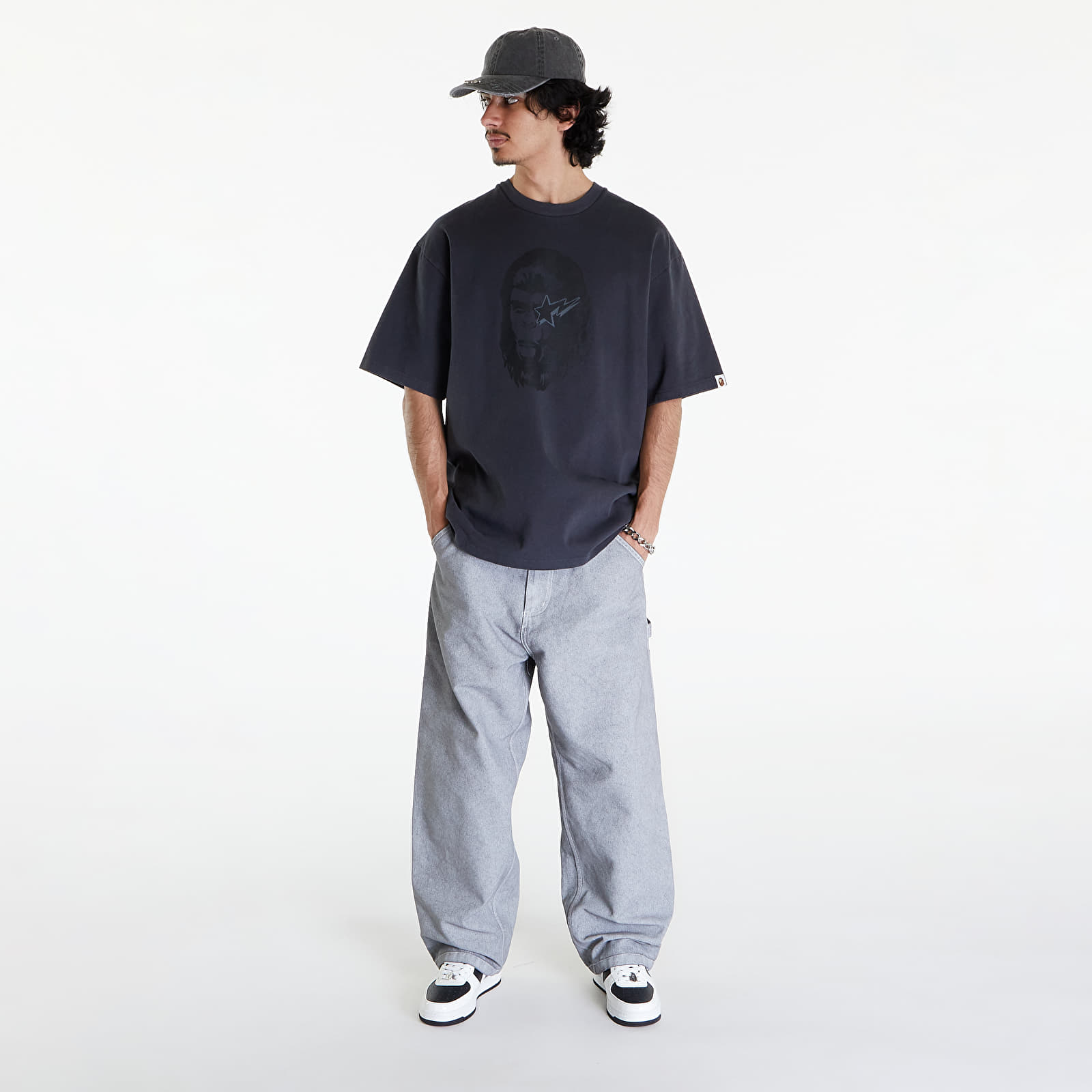 Koszulki A BATHING APE World Gone Mad Garment Dyed Tee Black