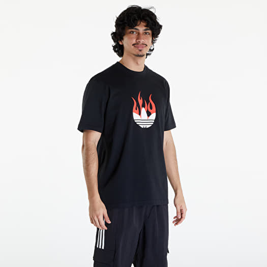 Adidas Originals Men Flame Logo T Shirt Black S