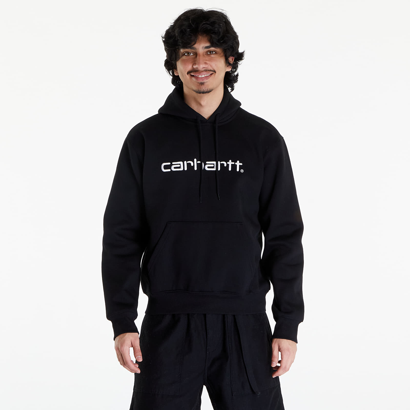 Mikiny a svetre Carhartt WIP Hooded Carhartt Sweat Black/ White 