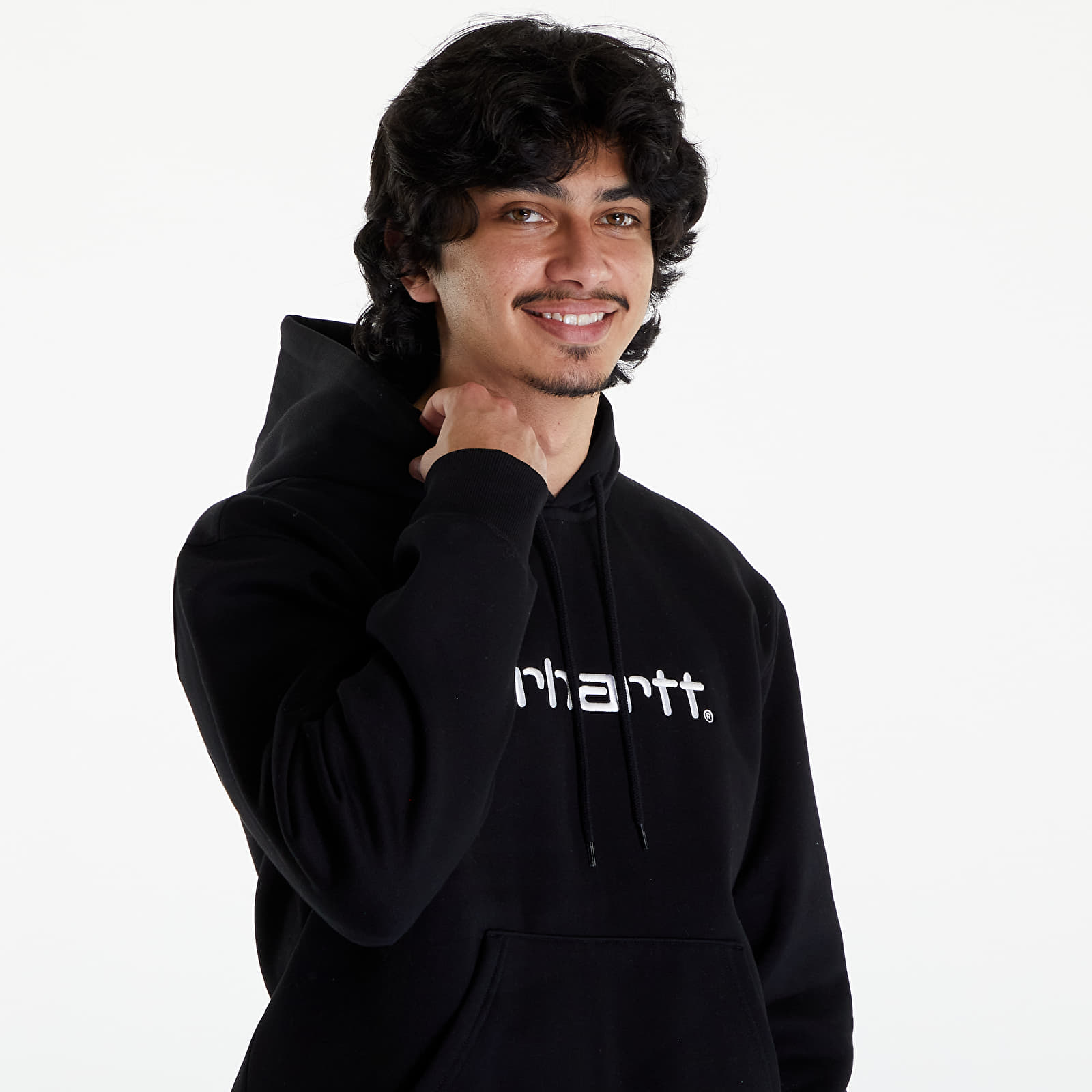Mikiny a svetre Carhartt WIP Hooded Carhartt Sweat Black/ White 