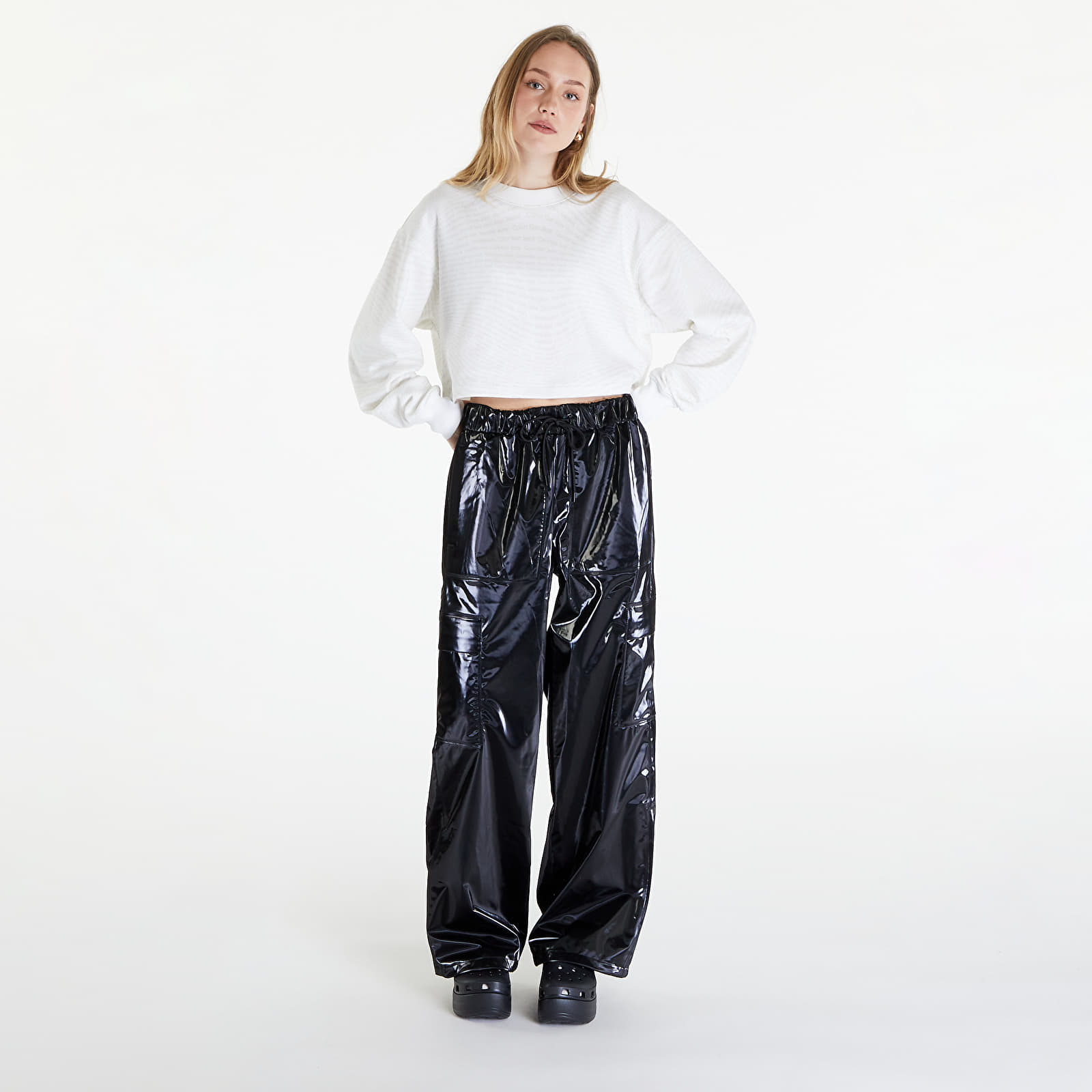 Hettegensere og sweatshirts Calvin Klein Jeans Logo Short Crewneck Warp Logo White