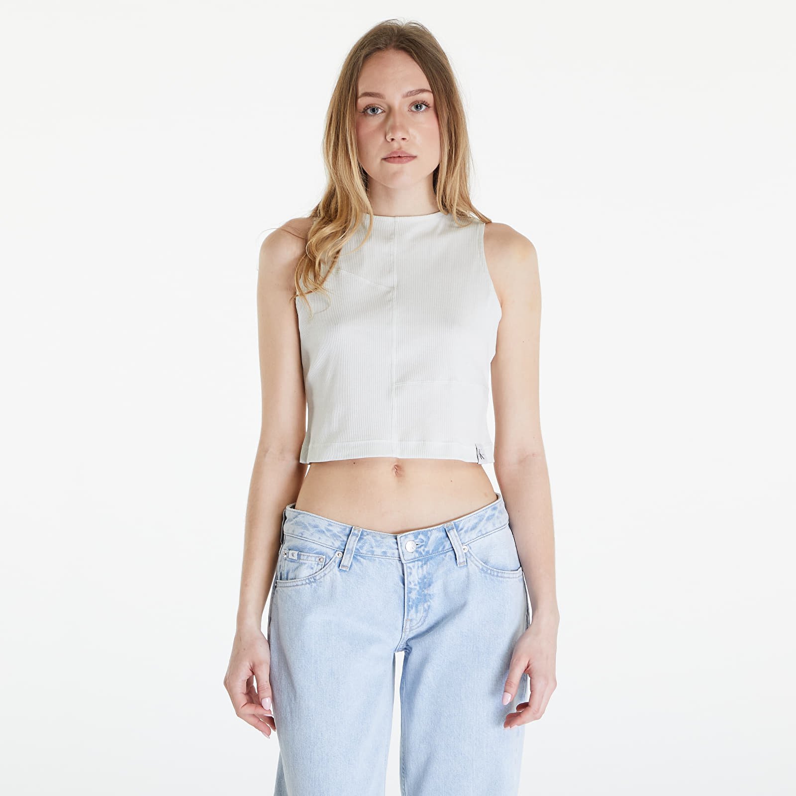 Koszulki na ramiączkach Calvin Klein Jeans Seaming Rib Tank Top Icicle