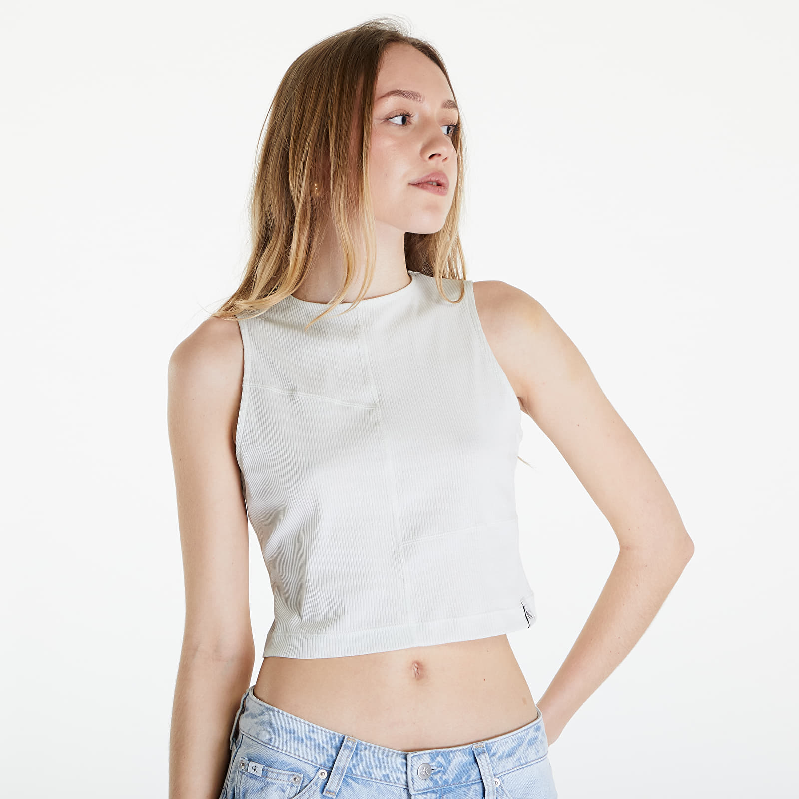 Koszulki na ramiączkach Calvin Klein Jeans Seaming Rib Tank Top Icicle