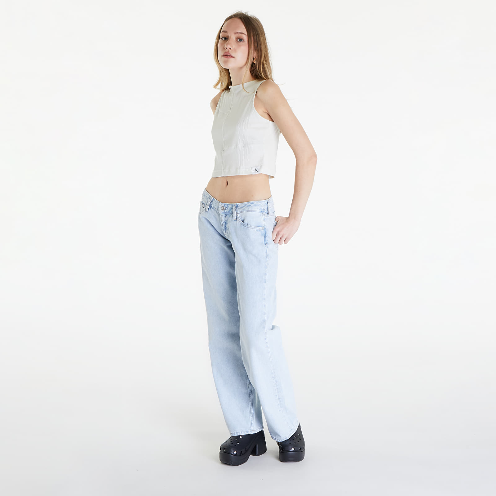 Koszulki na ramiączkach Calvin Klein Jeans Seaming Rib Tank Top Icicle