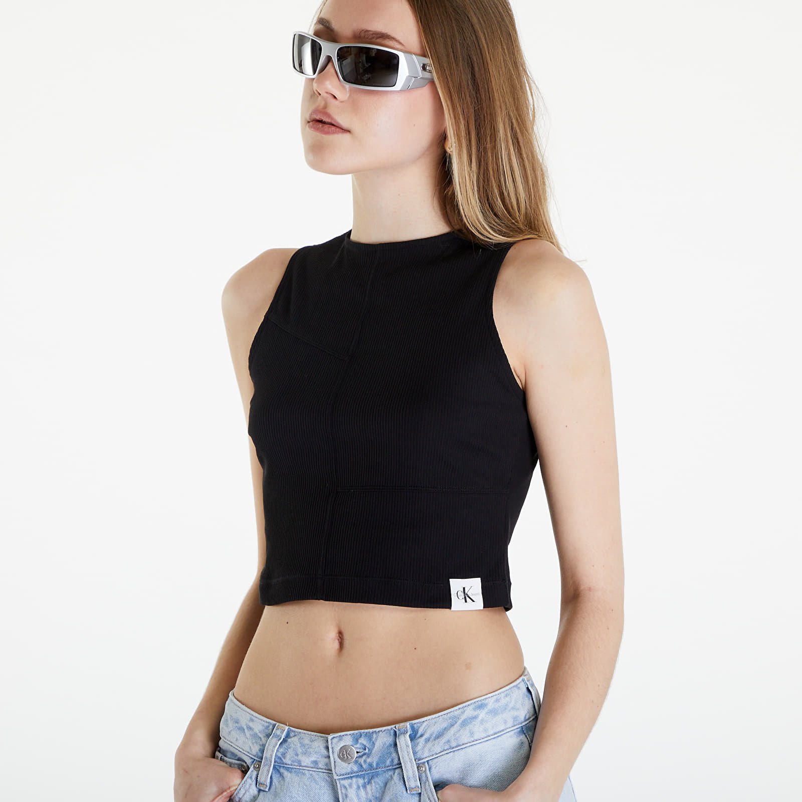Koszulki na ramiączkach Calvin Klein Jeans Seaming Rib Tank Top Black
