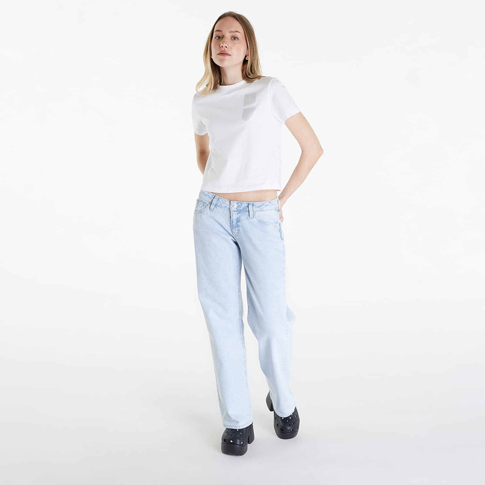 Trička Calvin Klein Jeans Satin Boxes Baby Tee White